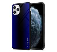 Coque pour Apple iPhone 11 PRO MAX Aspect rayé en COBALT VIOLET Housse de protection Étui en silicone TPU et dos en verre trempé