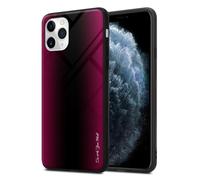 Coque pour Apple iPhone 11 PRO MAX Aspect rayé en CRAMIN ROSE Housse de protection Étui en silicone TPU et dos en verre trempé