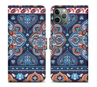 Coque pour Apple iPhone 11 PRO MAX Design Mandala Bleu No. 1 Housse de protection Étui avec fermeture magnétique, fonction de support et compartiment pour carte