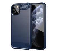 Coque pour Apple iPhone 11 PRO MAX en BRUSHED BLEU Housse de protection Étui en silicone TPU flexible, aspect inox et fibre de carbone