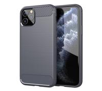 Coque pour Apple iPhone 11 PRO MAX en BRUSHED GRIS Housse de protection Étui en silicone TPU flexible, aspect inox et fibre de carbone
