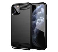 Coque pour Apple iPhone 11 PRO MAX en Brushed Noir Housse de protection Étui en silicone TPU flexible, aspect inox et fibre de carbone