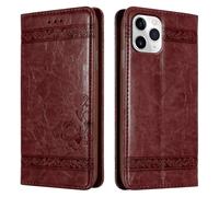 Coque pour Apple iPhone 11 PRO MAX en Rouge Foncé avec ornements Housse de protection Étui avec fermeture magnétique, fonction de support et compartiment pour carte