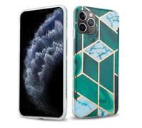 Coque pour Apple iPhone 11 PRO MAX en Marbre Or Blanc Vert Foncé No. 6 Housse de protection Étui en silicone TPU avec motif mosaïque