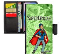 Coque pour Apple iPhone 11 Simili Cuir Super bricolo Heros 4G Papa Portable Texte Humour Antichoc Comique Papy Telephone à clapet Drole