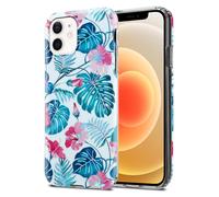 Coque pour Apple iPhone 12 / 12 PRO en FEUILLES DE TORTUE Housse de protection Étui en silicone TPU avec motif floral