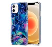 Coque pour Apple iPhone 12 / 12 PRO en Marbre Bleu Rose No. 17 Housse de protection Étui en silicone TPU avec motif mosaïque