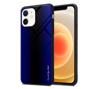 Coque pour Apple iPhone 12 MINI Aspect rayé en COBALT VIOLET Housse de protection Étui en silicone TPU et dos en verre trempé