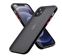 Coque pour Apple iPhone 12 MINI en Noir Givré - Touches Rouges Housse de protection Étui hybride avec intérieur en silicone TPU et dos en plastique mat