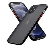 Coque pour Apple iPhone 12 MINI en Noir Givré - Touches Rouges Housse de protection Étui hybride avec intérieur en silicone TPU et dos en plastique mat
