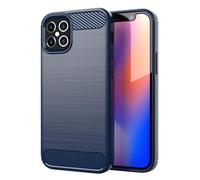 Coque pour Apple iPhone 12 PRO MAX en BRUSHED BLEU Housse de protection Étui en silicone TPU flexible, aspect inox et fibre de carbone