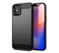 Coque pour Apple iPhone 12 PRO MAX en Brushed Noir Housse de protection Étui en silicone TPU flexible, aspect inox et fibre de carbone