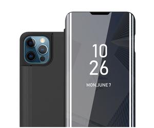 Coque pour Apple iPhone 12 PRO MAX en TOURMALINE NOIR Clear View Housse de protection Étui de protection miroir avec fonction de support Protection à 360 degrés