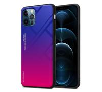 Coque pour Apple iPhone 12 PRO MAX en VIOLETT - ROUGE Housse de protection Étui bicolore en silicone TPU et dos en verre trempé