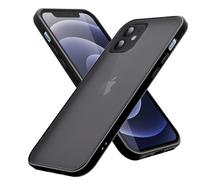 cadorabo Étui Compatible avec Apple iPhone 12 Pro Max (6,7") en Noir Givré - Coque de téléphone Portable avec Silicone TPU à l'intérieur et Dos en Plastique Mat - Housse de Protection