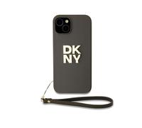 Coque pour Apple iPhone 13 avec Logo Métallisé et Sangle de Poignet Marron