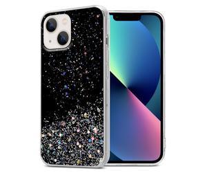 Coque pour Apple iPhone 13 en Noir avec Paillettes Housse de protection Étui en silicone TPU flexible avec paillettes scintillantes