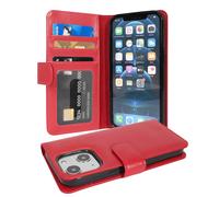 Coque - CADORABO - iPhone 13 MINI - Similicuir - Rouge Cerise - 3 Compartiments pour Cartes
