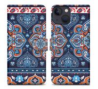 cadorabo Housse Compatible avec Apple iPhone 13 Mini - Design Mandala Bleu No. 1 - Housse de Protection avec Fermeture magnétique, Fonction de Support et Compartiment pour Carte
