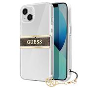 Guess GUHCP13SKB4GBR Coque pour iPhone 13 Mini 5,4" Transparent 4G Marron, x, Silicone, Agate