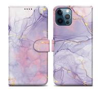 Coque pour Apple iPhone 13 PRO Design Marbre Rose Lilas No. 5 Housse de protection Étui avec fermeture magnétique, fonction de support et compartiment pour carte