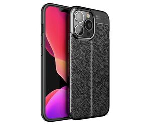 Coque pour Apple iPhone 13 PRO en Noir Profond Housse de protection Étui en silicone TPU avec application élégante en similicuir