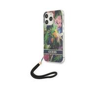 Guess Flower Cord Crossbody Case, Bleu - iPhone 13 Pro