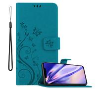 Coque pour Apple iPhone 13 PRO en BLEU FLORAL Housse de protection Étui au design floral avec fermeture magnétique, fonction de support et emplacements pour cartes