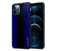 Coque pour Apple iPhone 13 PRO MAX Aspect rayé en COBALT VIOLET Housse de protection Étui en silicone TPU et dos en verre trempé