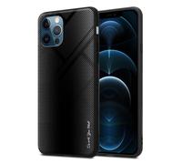 Coque pour Apple iPhone 13 PRO MAX Aspect rayé en OPALE NOIR Housse de protection Étui en silicone TPU et dos en verre trempé