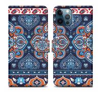 Coque pour Apple iPhone 13 PRO MAX Design Mandala Bleu No. 1 Housse de protection Étui avec fermeture magnétique, fonction de support et compartiment pour carte