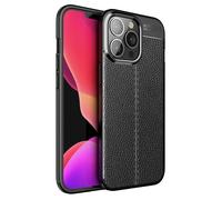Coque pour Apple iPhone 13 PRO MAX en Noir Profond Housse de protection Étui en silicone TPU avec application élégante en similicuir