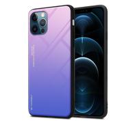 Coque pour Apple iPhone 13 PRO MAX en ROSE - BLEU Housse de protection Étui bicolore en silicone TPU et dos en verre trempé