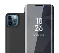 Coque pour Apple iPhone 13 PRO MAX en TOURMALINE NOIR Clear View Housse de protection Étui de protection miroir avec fonction de support Protection à 360 degrés