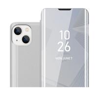 Coque pour Apple iPhone 14 en AGATE ARGENT Clear View Housse de protection Étui de protection miroir avec fonction de support Protection à 360 degrés