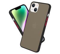 Coque pour Apple iPhone 14 en Noir Givré - Touches Rouges Housse de protection Étui hybride avec intérieur en silicone TPU et dos en plastique mat
