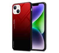 Coque pour Apple iPhone 14 en ROUGE - NOIR Housse de protection Étui bicolore en silicone TPU et dos en verre trempé