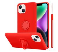 Coque pour Apple iPhone 14 PLUS en LIQUID RED Housse de protection Étui en silicone TPU flexible avec anneau