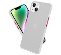Coque pour Apple iPhone 14 PLUS en Transparent Givré - Touches Rouges Housse de protection Étui hybride avec intérieur en silicone TPU et dos en plastique mat