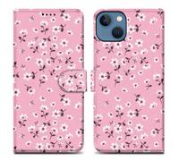Coque pour Apple iPhone 14 PLUS Design Pluie de Fleurs No. 6 Housse de protection Étui avec fermeture magnétique, fonction de support et compartiment pour carte