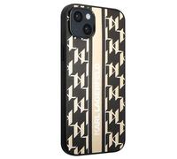 Karl Lagerfeld - Coque iPhone 14 Plus CG Mobile - PU Monogram Stripe, cuir vegan - Noir