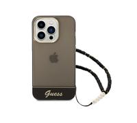Coque pour iPhone 14 Pro Design Translucide avec Bijou Perles Noir Transparent