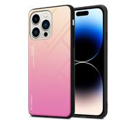 Coque pour Apple iPhone 14 PRO en JAUNE - ROSE Housse de protection Étui bicolore en silicone TPU et dos en verre trempé