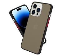 Coque pour Apple iPhone 14 PRO en Noir Givré - Touches Rouges Housse de protection Étui hybride avec intérieur en silicone TPU et dos en plastique mat