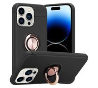Coque pour Apple iPhone 14 PRO en NOIR - OR ROSE Housse de protection Étui avec anneau de focalisation en silicone TPU