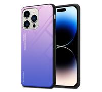 Coque pour Apple iPhone 14 PRO en ROSE - BLEU Housse de protection Étui bicolore en silicone TPU et dos en verre trempé