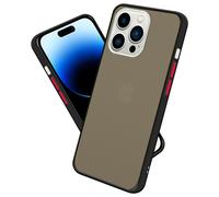 Coque pour Apple iPhone 14 PRO en Noir Givré - Touches Rouges Housse de protection Étui hybride avec intérieur en silicone TPU et dos en plastique mat