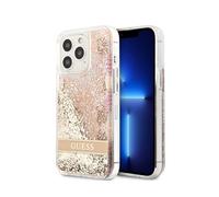 Coque pour Apple iPhone 14 Pro Flowers à paillettes flottantes Dorée