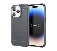 Coque pour Apple iPhone 14 PRO MAX en BRUSHED GRIS Housse de protection Étui en silicone TPU flexible, aspect inox et fibre de carbone