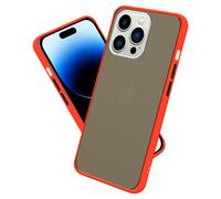 Coque pour Apple iPhone 14 PRO MAX en Rouge Givré - Touches Noires Housse de protection Étui hybride avec intérieur en silicone TPU et dos en plastique mat